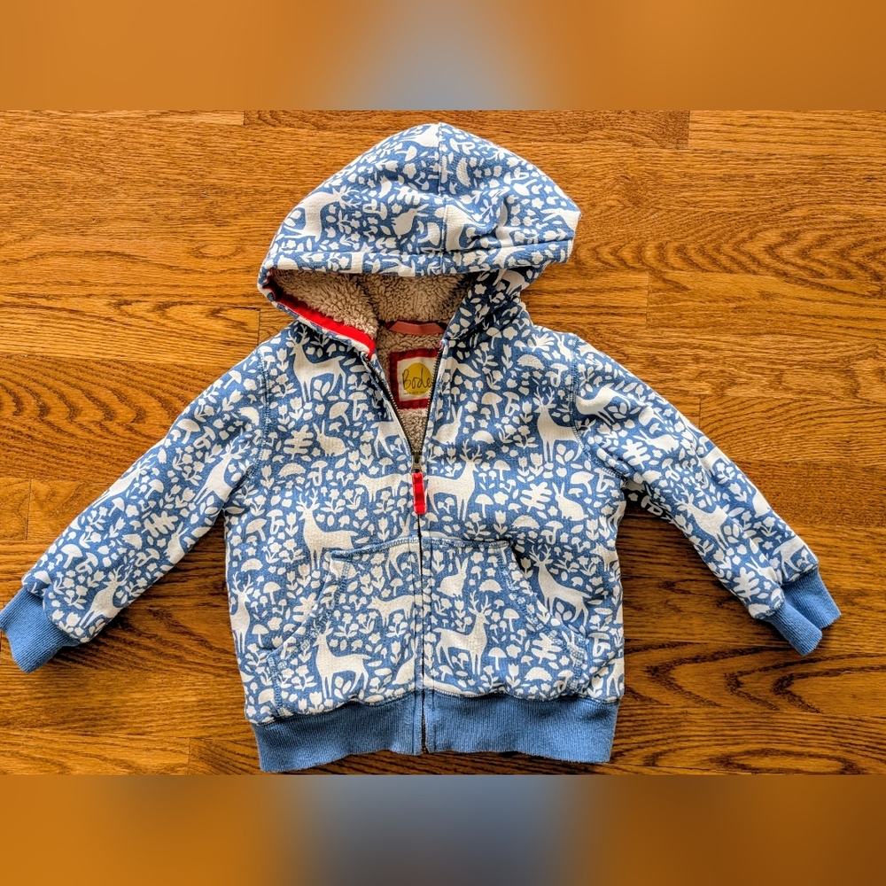 Mini Boden VGUC 4-5 Sherpa Lined Forrst Animals Sweater/ Jacket